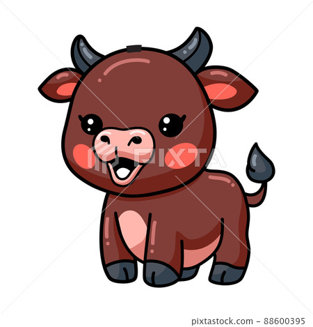 Cute happy baby buffalo cartoon Cute happy baby buffalo cartoon 88600395