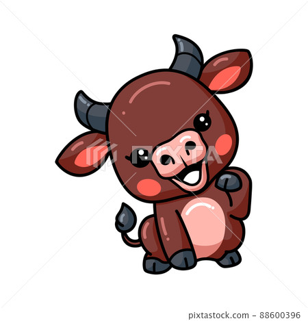 Cute baby buffalo cartoon posing Cute baby buffalo cartoon posing 88600396
