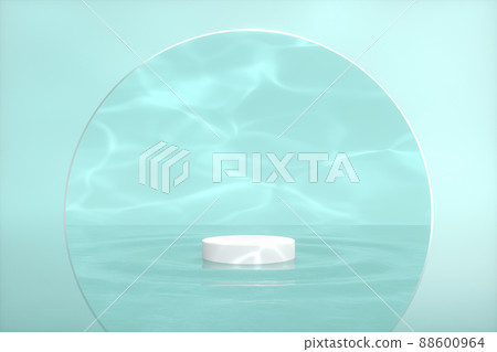 Beauty fashion podium backdrop with empty cylinder on water ripple. 3d rendering. 88600964