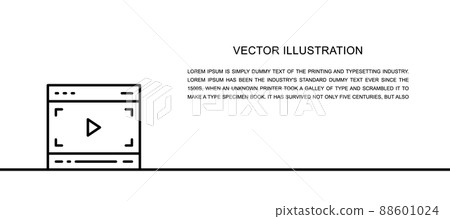 Vector video player, multimedia page one line icon. Continuous one line illustration. Vector video player, multimedia page one line icon. Continuous one line illustration. 88601024