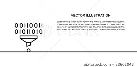 Vector filter, funnel, data tunnel one line icon. Continuous one line illustration. 88601048