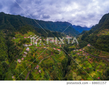 Aerial view of villages in the mountains of Madeira Islands, Portugal Aerial view of villages in the mountains of Madeira Islands, Portugal 88601157