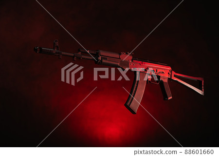 kalashnikov assault rifle in smoke 88601660
