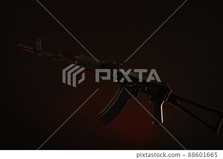 kalashnikov assault rifle in smoke 88601665