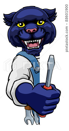 Panther Electrician Handyman Holding Screwdriver Panther Electrician Handyman Holding Screwdriver 88601900