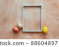 Happy easter background. Frame for text with easter eggs. Easter card with copy space for text. 88604897