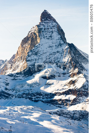 View of the Matterhorn during the day in winter. Zermatt, Switzerland 88605476