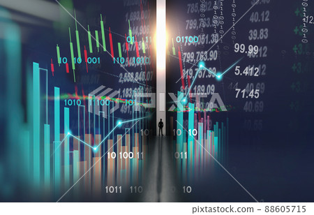 Stock market or forex trading graph and candlestick chart suitable for financial investment concept. Economy trends background for business idea and all art work design. Abstract finance background. 88605715