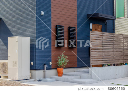 Newly built eco-house parts entrance approach 88606560