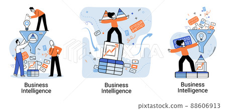 Business intelligence data analysis obtaining... - Stock Illustration ...