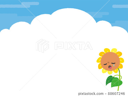 Natsuzora 和可愛的向日葵背景人物哭臉水平型 88607246