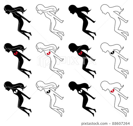 婦女投擲和跳心自殺的抽像人物剪影集 婦女投擲和跳心自殺的抽像人物剪影集 88607264