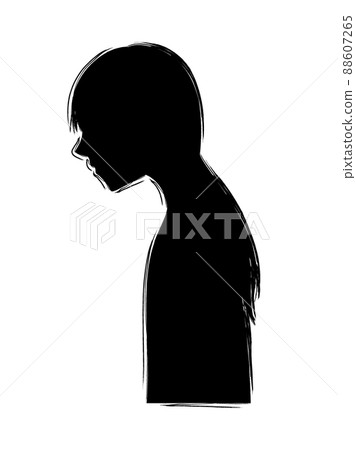 一個簡單女人的側身黑色剪影 88607265