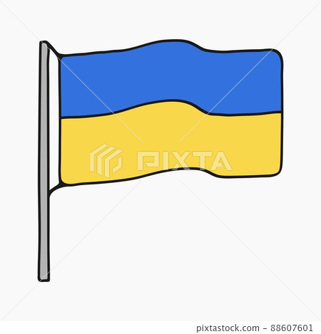 ukrainian flag on flagpole cartoon style vector flat illustration ukrainian flag on flagpole cartoon style vector flat illustration 88607601