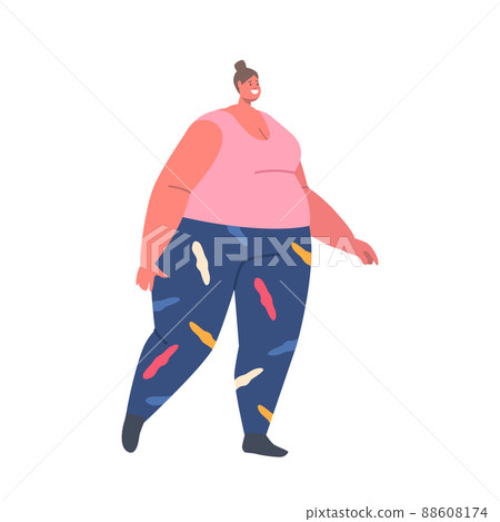 Fatty Overweight Girl Weight Loss, Dieting, Transformation. Corpulent Woman Wear Sports Suit Walking Isolated on White Fatty Overweight Girl Weight Loss, Dieting, Transformation. Corpulent Woman Wear Sports Suit Walking Isolated on White 88608174