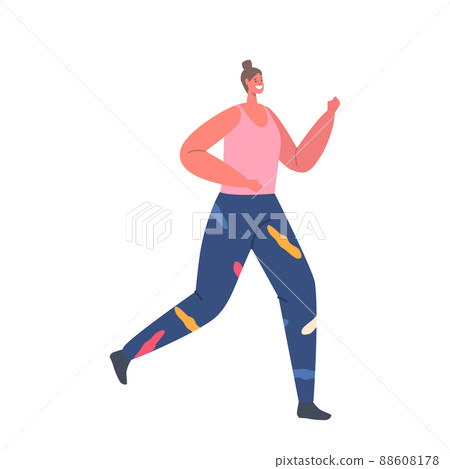 Athletic Woman in Sports Wear Running Marathon or Sprint. Sport Activity, Jogging and Healthy Lifestyle Exercise 88608178
