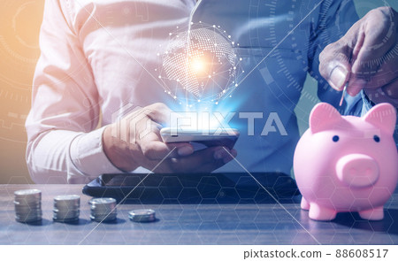 Online Banking And Internet Banking Savings Concept Online Banking And Internet Banking Savings Concept 88608517