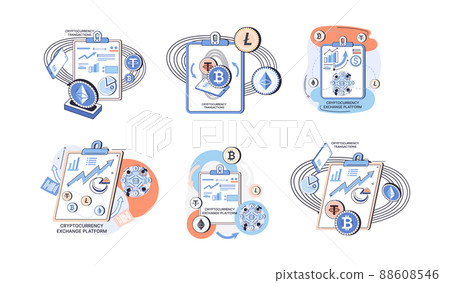 Cryptocurrency exchange platform and blockchain. Bitcoin mining, exchange platform, investment technology 88608546