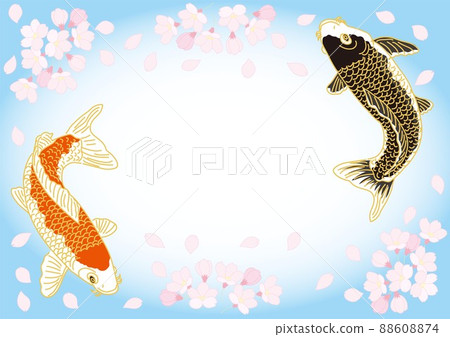 櫻花和鯉魚_horizontal_light blue 88608874