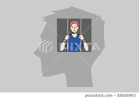 Man in jail inside human head 88608963