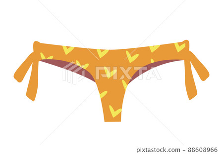 Women Tankini Underpants Isolated on White Background. Yellow Female Underwear with Heart Print , Lingerie Panties Women Tankini Underpants Isolated on White Background. Yellow Female Underwear with Heart Print , Lingerie Panties 88608966