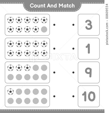 Count and match, count the number of Soccer... - Stock Illustration ...