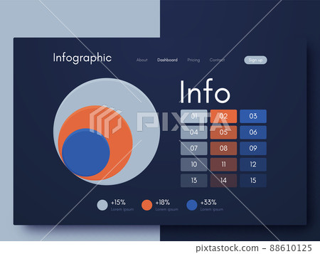 Modern infographic vector elements for business brochures. Use in website, corporate brochure, advertising and marketing. Pie charts, line graphs Modern infographic vector elements for business brochures. Use in website, corporate brochure, advertising and marketing. Pie charts, line graphs 88610125