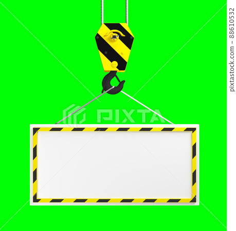 Crane with a banner on a cable. 3d render Crane with a banner on a cable. 3d render 88610532