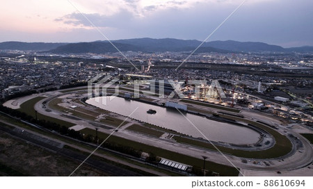April 2022 Aerial view of Kyoto Racecourse under renovation work 88610694
