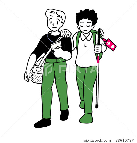 Deafblind and interpreter caregivers going out 88610787
