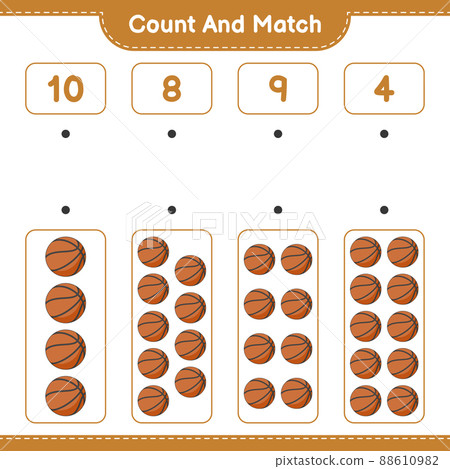 Count And Match, Count The Number Of Basketball... - Stock Illustration ...