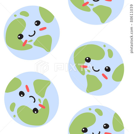 Vector seamless pattern of planet Earth with face Vector seamless pattern of planet Earth with face 88611039