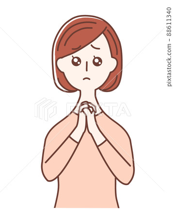 A woman wearing pink clothes to moisturize her eyes 88611340