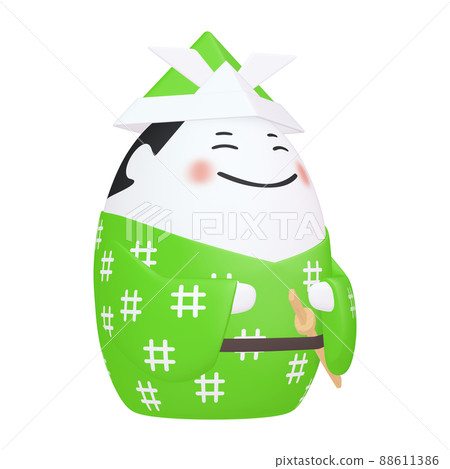 戴著摺紙頭盔的兒童節彩蛋人物插圖素材(1_3)淺綠色 戴著摺紙頭盔的兒童節彩蛋人物插圖素材(1_3)淺綠色 88611386