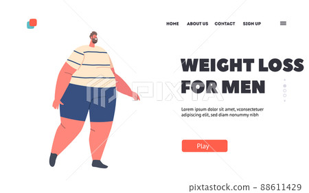Weight Loss for Men Landing Page Template. Male Character Healthy Life. Corpulent Fat Man Wear Sports Suit Dieting Weight Loss for Men Landing Page Template. Male Character Healthy Life. Corpulent Fat Man Wear Sports Suit Dieting 88611429