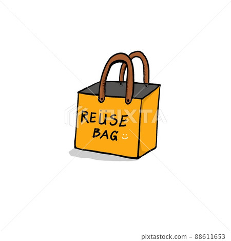 Orange reuse bag isolated on white background. Orange reuse bag isolated on white background. 88611653