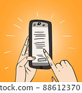 Hands holding a smartphone. Vector illustration for web, card, logo, print, etc.  88612370