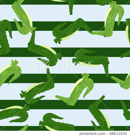 Cute crocodile seamless pattern. Background with funny alligator in doodle style for fabric. 88612830