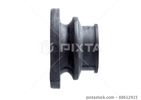 Automobile axle boots or CV joint boots black rubber flexible cover to protect against dust and moisture car spare part side view isolated on white background. 88612915