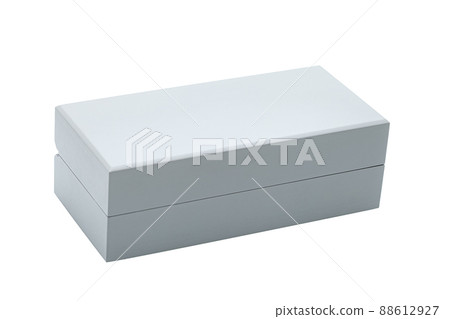 gray rectangular wooden gift box for jewelry storage, simple object isolated on white background, nobody. 88612927