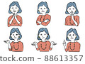 Facial expressions and poses of older women 88613357