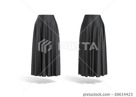 Blank black women maxi skirt mockup, front and back view 88614423