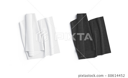 Blank black and white fabric unfolded roll mockup, top view 88614452