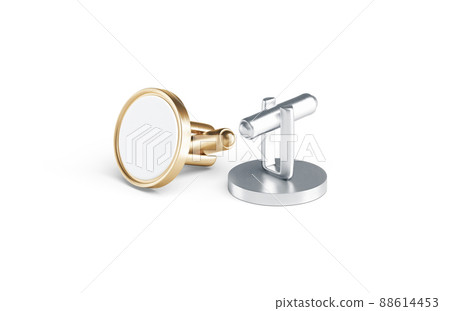 Blank round gold and silver cufflinks toggle mockup, front back 88614453