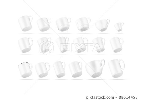 Blank white ceramic mug mockup, different types, no gravity 88614455