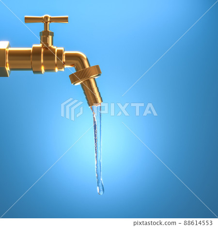 gold tap from which water comes out. gold tap from which water comes out. 88614553