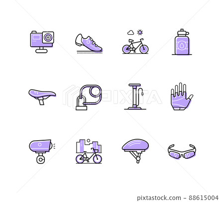 Cyclist outfit - modern line design style icons set 88615004