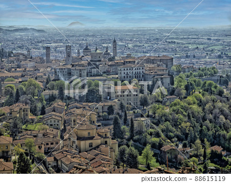 Bergamo medieval town aerial panorama view Bergamo medieval town aerial panorama view 88615119