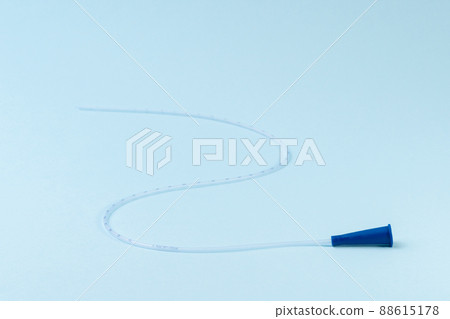 Rusch male and female all purpose catheter on blue background, straight tipped intermittent catheters Rusch male and female all purpose catheter on blue background, straight tipped intermittent catheters 88615178