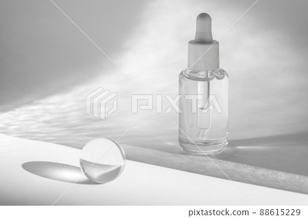 Hyaluronic acid oil, serum skin care product on background with shadows. branding. 88615229